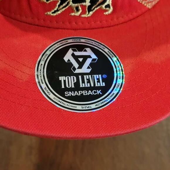 Top Level CALI Bear Embroidered Red Gold Snapback Hat California New One size - Picture 3 of 10